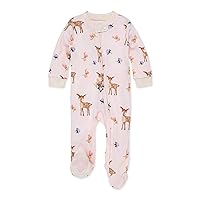 Baby Girls' Sleep and Play Pajamas, 100% Organic Cotton One-Piece Romper Jumpsuit Zip Front Pjs