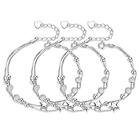 IUDWCG 2 in 1 Women's Bracelet Elegant Beads Silver and Stars Double Layered Bracelet with Sterling Silver Bracelet Bracelet Jewellery Adjustable Fashion Jewellery Bracelets Love Bracelets, Sterling