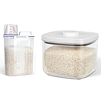 TBMax Rice Container 4 Lbs +10 Lbs Flour Container, 2Pack Kitchen Pantry Food Storage Container with Measuring Cup