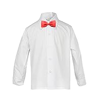 Baby Boy Kid Formal Tuxedo Suit Button White Dress Shirt Color Red Bow tie Sm-4T