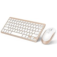 Compact Wireless Keyboard Mouse, 2.4GHz Ultra Thin Small Wireless Keyboard Mouse Combo for Desktop, Laptop (Gold)