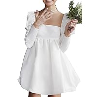 Sweetheart Short Wedding Dress for Bride Detachable Sleeves Boho Wedding Dress Tulle Bridal Gown