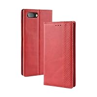 Compatible with BlackBerry Key 2 Case Back Cover Protective Shell Full Body Protection Wallet Business Style with Stand Function and Auto Sleep Wake Up (Red)