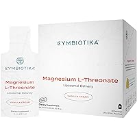 CYMBIOTIKA Liposomal Magnesium L-Threonate 1300mg, Focus Memory Brain Support, Magnesium Supplement for Sleep, High Absorption, Keto, Vegan, Gluten Free, Vanilla Creme, 30 Day Supply