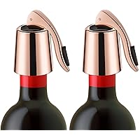 Wine Stoppers Set of 2 - Stainless Steel Wine Bottle Stopper with Silicone Seal, Reusable Beverage Preserver, Freshness Keeper, Premium Bottle Sealers, Ideal Wine Saver Accessory Gift Set