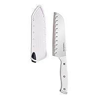 Farberware Edgekeeper Triple Riveted Santoku Self-Sharpening Blade Cover, High Carbon-Stainless Steel Kitchen Ergonomic Handle, Razor-Sharp Knife, 5 Inch, White