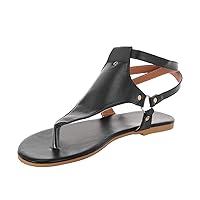 Rvidbe Sandals for Women Casual Summer, Womens Flat Ankle Buckle Strap Slip on Flip Flop Sandals Walking Women Sandals Shoes