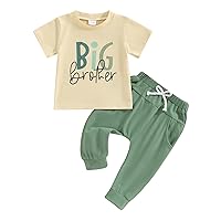 Toddler Spring Outfits 2 Piece Little Boys' Clothes ''BIG brother'' Letter Short Sleeve T-Shirt and Elastic Pant Set