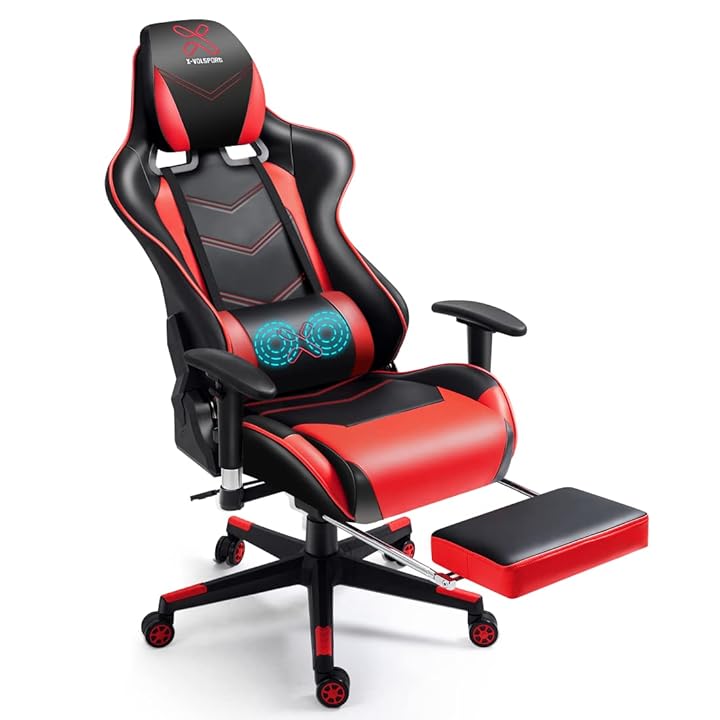 High Back Racing Gaming Chair Reclining w/ Pillow Lumbar Height Adjustable Red 