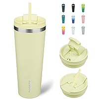 BJPKPK 26oz Insulated Tumbler With lid And Straw Stainless Steel Tumblers Travel Coffee Mug Reusable Thermal Cup,Macaron Green