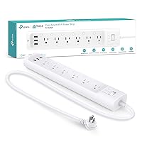 Plug Power Strip HS300, Surge Protector with 6 Individually Controlled Smart Outlets and 3 USB Ports, Works with Alexa & Google Home, No Hub Required , White