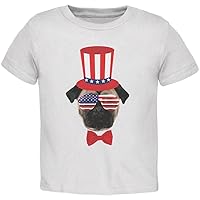Animal World 4th Of July Funny Pug White Toddler T-Shirt