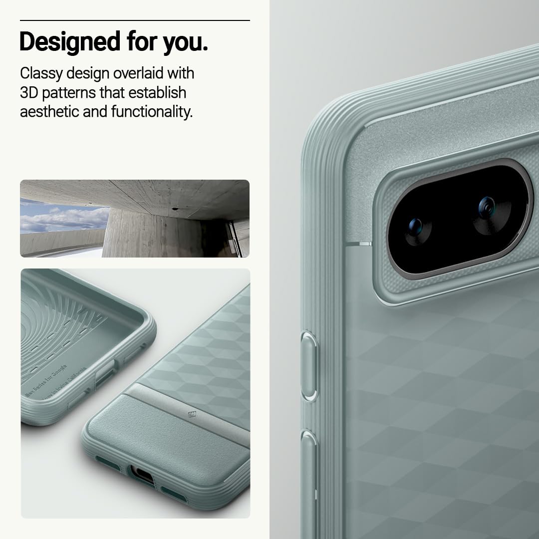 Caseology Parallax 3D Ergonomic Design Case Compatible with Google Pixel 8 case 5G [Military Grade Drop Tested](2023) - Sage Green