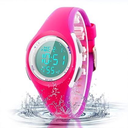 Misskt Kids Watch, Boys Sports Digital Waterproof Led Watches with Alarm Wrist Watches for Boy Girls Children (Rose red)