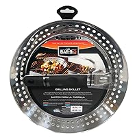 Mr. BBQ Stainless Steel Skillet with Removable Heat Resistant Handle - Perfect for Cooking Vegetables, Stir Fry, Seafood and More - Great for Tailgating and Camping