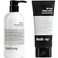 Anthony Glycolic Facial Cleanser, Normal to Oily Skin, 16 Fl Oz Oil Free Facial Lotion, 3 Fl Oz