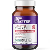 New Chapter Fermented Vitamin D3 2,000 IU, Organic, ONE Daily for Immune, Heart & Bone Support + Whole-Food Turmeric, Adaptogenic Reishi Mushroom, 100% Vegetarian, Gluten Free, 60 Count