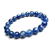 Genuine Natural Blue Kyanite Gemstone Cat Eye Round Bead Bracelet AAAAA 9mm