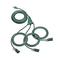 DEWENWILS Outdoor Extension Cord 1 to 3 Splitter, 3 Prong Outlets Plugs, Max 28ft End to End (40 FT Total),16/3C SJTW Weatherproof Wire for Outdoor String Lights Other Appliances, ETL