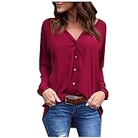 Womens Tops and Blouses,Women's Casual 3/4 Tiered Bell Sleeve Crewneck Loose Tops Blouses Shirt Womens Tshirts