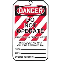 Accuform Lockout Tags, Pack of 5, Danger Do Not Operate Equipment Locked Out by, US Made OSHA Compliant Tags, Tear & Water Resistant PF-Cardstock, 5.75