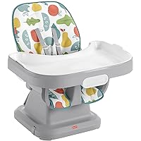 Fisher-Price SpaceSaver Simple Clean High Chair Baby to Toddler Portable Dining Seat with Removable Tray Liner, Pearfection