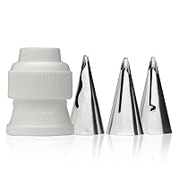 Ateco - 4 Piece Ruffle Decorating Tube Set, Includes Stainless Steel Tips: 030, 040, 070 & One Standard Coupler