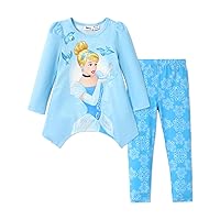 Disney Princess 2PCS Toddler Girls Outfits Ruffled Sleeves Sweatshirt and Leggings Outfit Set