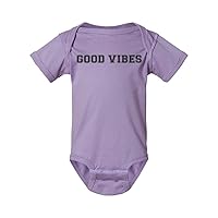 Good Vibes, Cute Onesie, Sweet Baby Bodysuit, Graphic Onesie, Shirts With Sayings, Heather Gray, Chill, or Lavender (6 MO, Lavender)