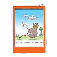 NobleWorks - 1 Funny Thanksgiving Card with Envelope - Humor Greeting for Thanksgiving - Take You to Dinner 3596