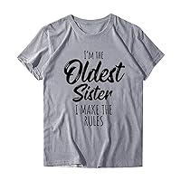 Summer Women Tops Funny Letter Print T-Shirt Cute Round Neck Tee Sexy Casual Beach Tunic Top Comfort Basic Shirts