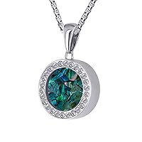 Quiges Silver Stainless Steel 12mm Mini Coin Pendant Zirconia Holder and Green Coloured Coin with Box Chain Necklace 42 + 4cm Extender
