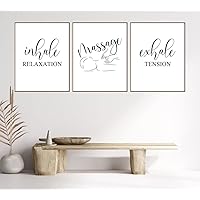 3 Piece Inhale Relaxation Poster Prints Wall Art Canvas Painting Framed Artwork For Massage Therapy Room Massage Room Decoration With Inner Frame