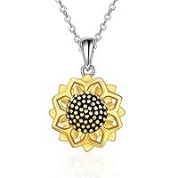 VONALA 925 Sterling Silver Sunflower Necklace Y Lariat Pendant Jewellery Gifts for Women