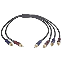 Wv-rcato2/rcakite-05 RCA Stereo Plug Male to Dual RCA Stereo Plug Male 1 Input 2 Output Stereo Audio Splitter Cable/Gold Plated Plug / 4n OFC Pure Copper Wire (3.2FT (100CM))