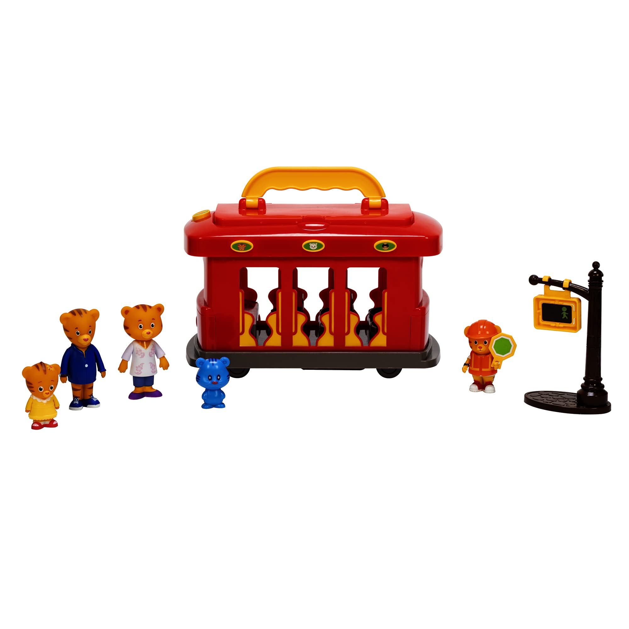 Daniel Tiger's Neighborhood Deluxe Electronic Trolley Includes 5 Family Figures with Lights, Sounds, Music & Crosswalk Accessories! [Amazon Exclusive]