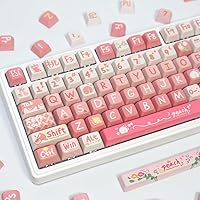ILYCHEEGAMI PBT XDA Gradient Pink Cartoon keycaps Set for Girl Boys Custom Keyboard for Gateron Kailh Cherry Mx Switches ANSI Layout Mechanical Custom Keycaps(Honey Peach)