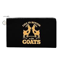 Life Is Better with Goats Women's Canvas Coin Purse Change Pouch Zip Wallet Bag