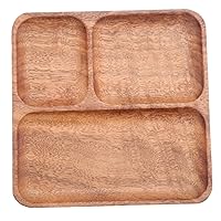 BESTOYARD 1pc Wooden Dinner Plate Divider Plate Dinning Plate Divided Dinner Plate Eating Plate Condiment Containers Divided Food Tray Dinner Snack Plate Walnut Dry Bubble Tray re-usable
