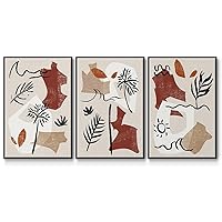 Renditions Gallery Canvas Nature 3 Piece Wall Art Modern Paintings Rustic Soft Tropical Palm Trees Abstract Black Floater Framed Artwork for Bedroom Office Kitchen - 16
