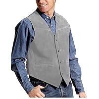 Men's Cowboy Suede Vest Western Vest Casual Cowhide Suede Vest for Men