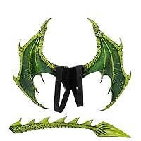 Green Fantasy Dragon of 1Set Kids Halloween Dinosaur Dragon Dragon Wing of Animals and Cola Accessories For Halloween Party Costume (Green)