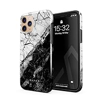 BURGA Phone Case Compatible with iPhone 11 PRO MAX - Hybrid 2-Layer Hard Shell + Silicone Protective Case -Fatal Contradiction Black and White Marble Yin and Yang - Scratch-Resistant Shockproof Cover