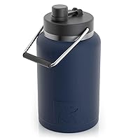 RTIC Jug with Handle, Half Gallon, Navy Matte, Large Double Vacuum Insulated Water Bottle, Stainless Steel Thermos for Hot & Cold Drinks, Sweat Proof, Great for Travel, Hiking & Camping