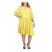 ROBBIE BEE Women's Babydoll Dress, Yellow/White