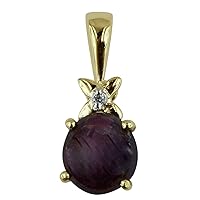 Carillon Star Ruby Natural Gemstone Round Shape Pendant 925 Sterling Silver Wedding Jewelry | Yellow Gold Plated
