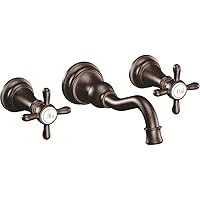Moen TS42112ORB Weymouth Cross Handle Wall Mount Bathroom Faucet Trim, Valve Required, Oil Rubbed Bronze