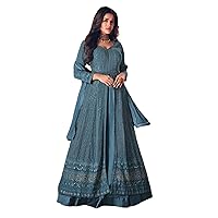 Ready to wear Designer Indian wedding trendy Long Front Cut Georgette Skirt Style Sequin Anarkali Dress 1496