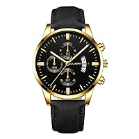 Mens Watch Leather Band Sport Watches Analog Quartz Business Wristwatch Luxury Date Wrist Watches for Men Under 10