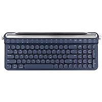 YUNZII B705 Retro Typewriter Keyboard,100-key Mechanical Keyboard,Bluetooth&Wired Gaming Keyboard with Round Keys,Rotary Knob and Integrated Stand for Windows/Mac(Gateron Brown Switch, Blue)